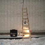 Установка антенны с мотоподвесом зимой