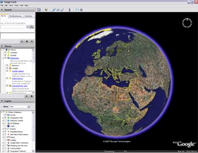 Внешний вид программы Google Earth